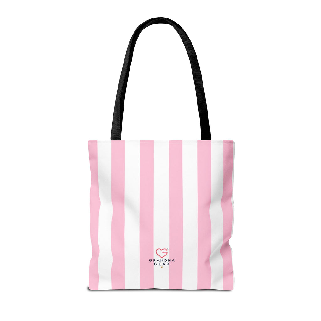 Grandma Crown Tote Bag — Pink Striped "Grandma" Gift Tote