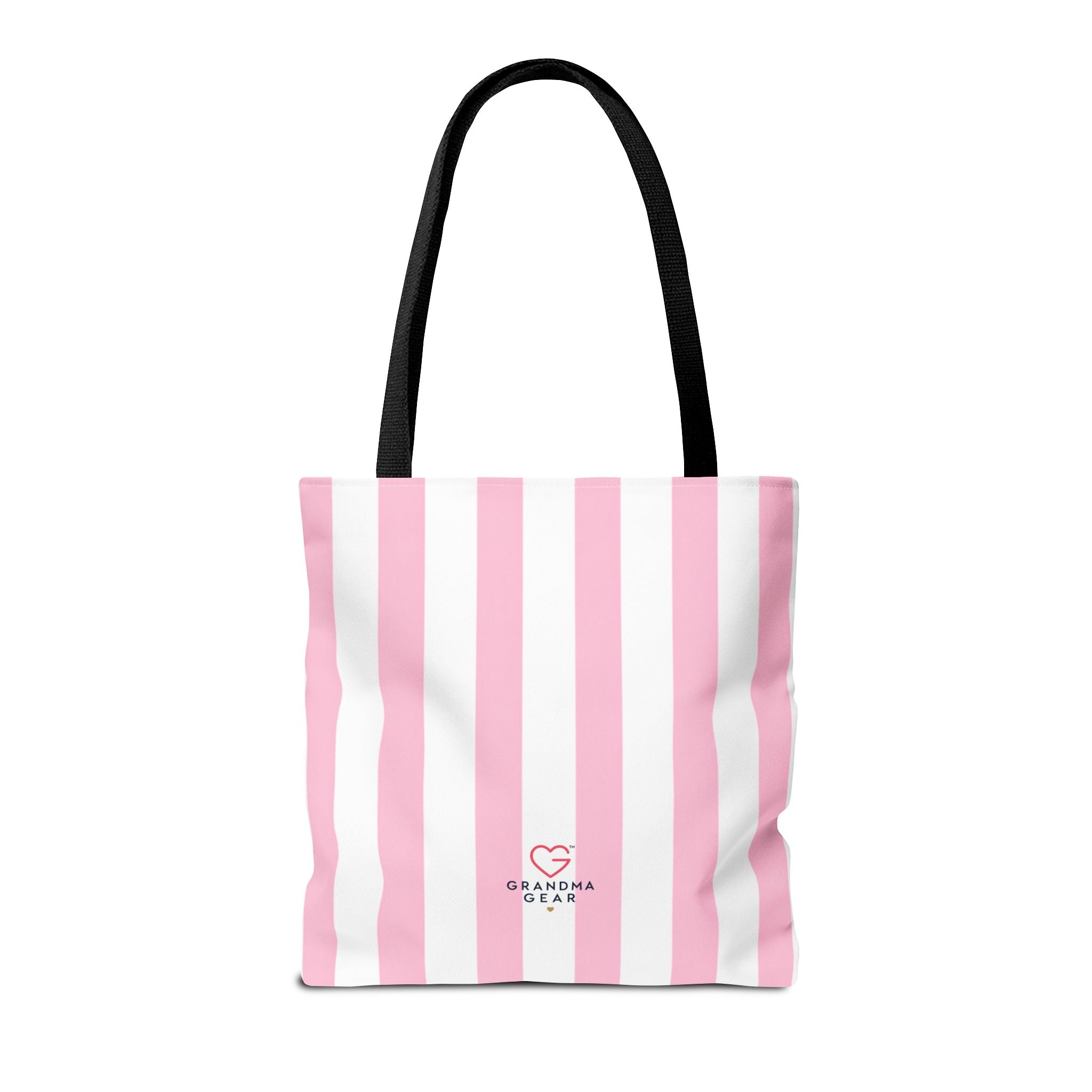 Grandma Crown Tote Bag — Pink Striped "Grandma" Gift Tote