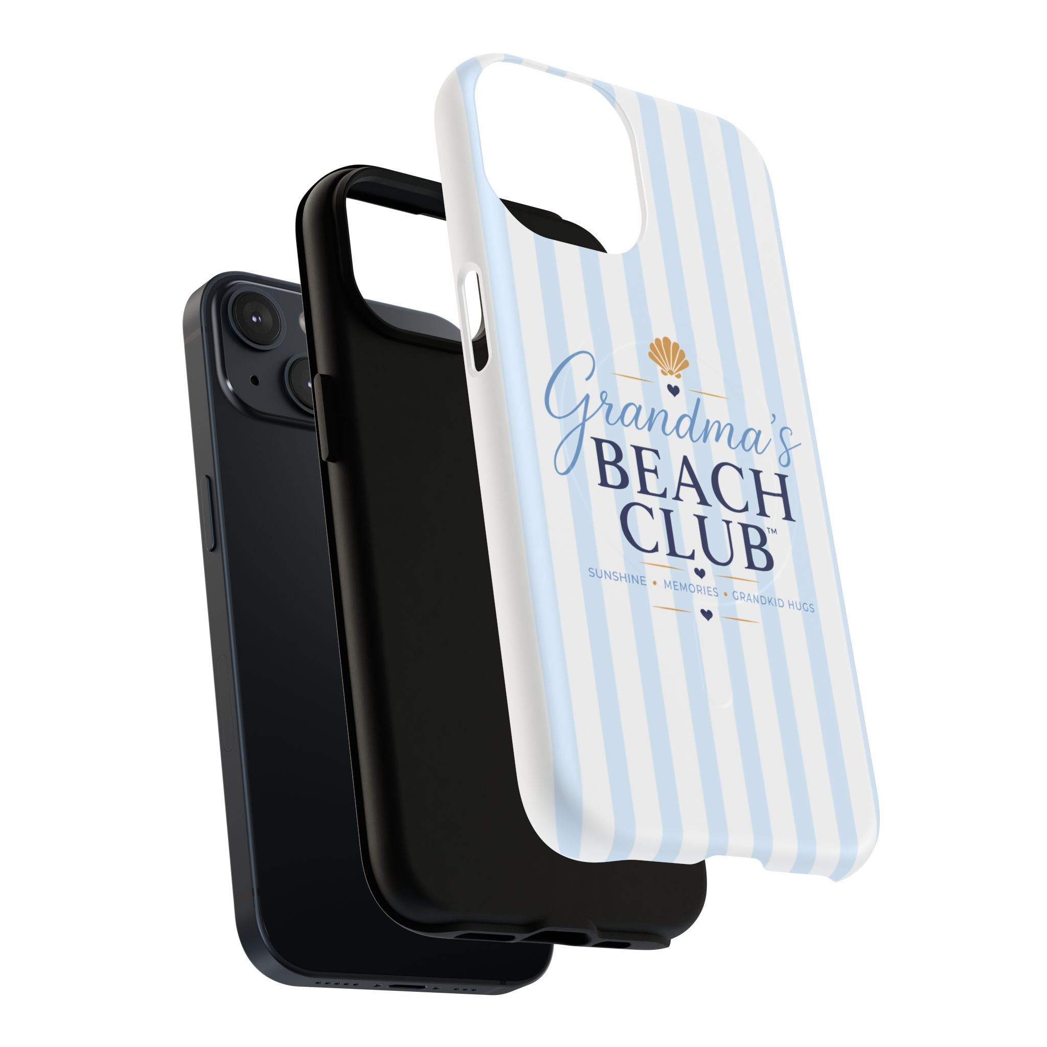 Grandma's Beach Club Tough Magnetic Phone Case — Coastal Striped Protective Cover