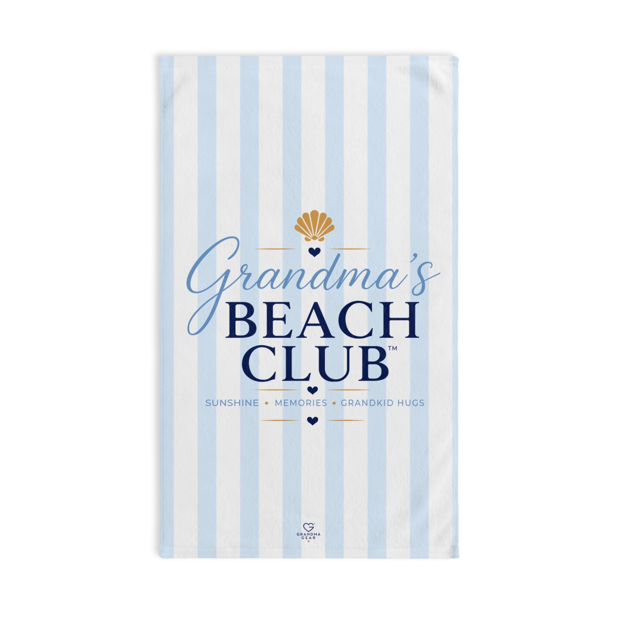Grandma's Beach Club Hand Towel | Coastal Shell Stripe