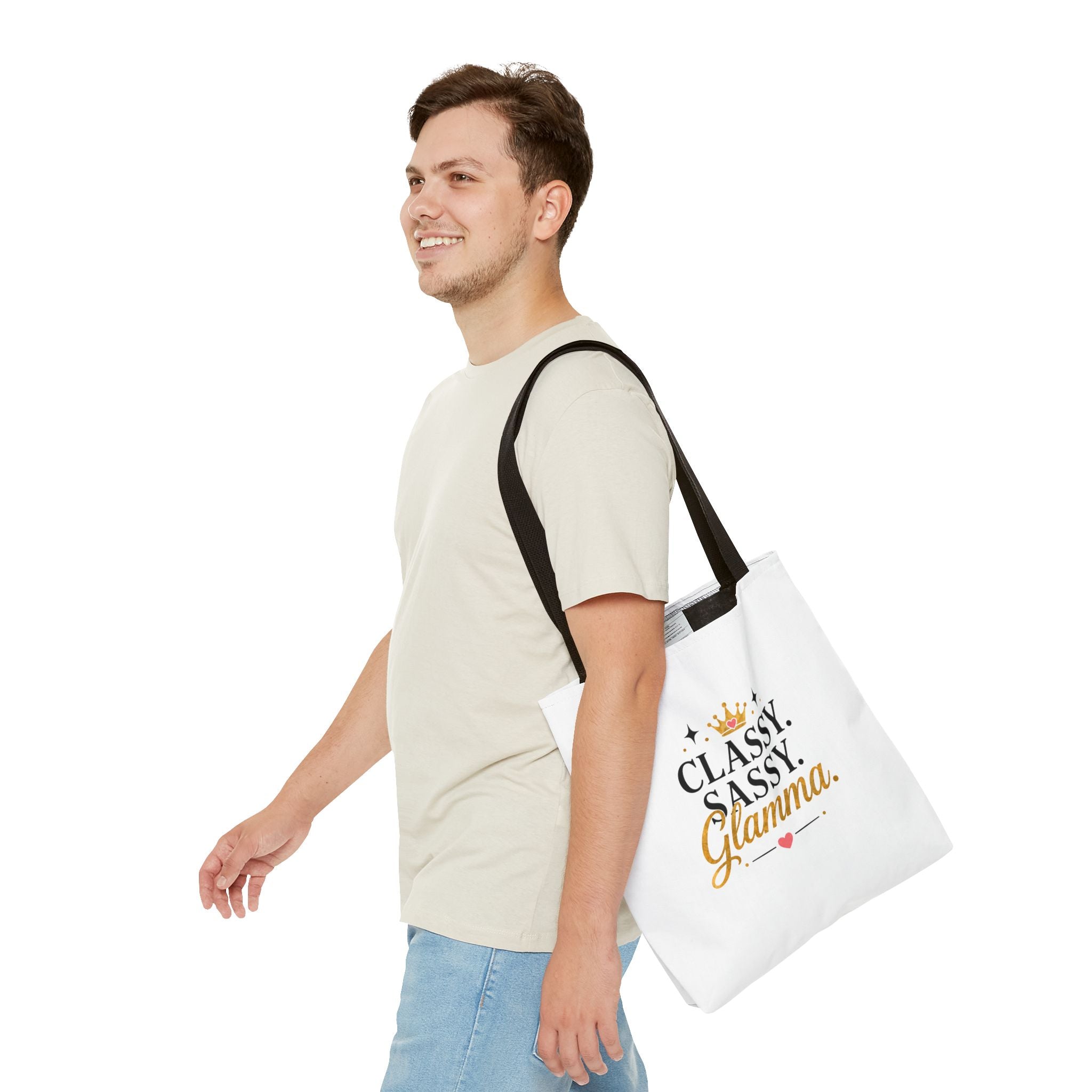Classy Sassy Glamma Tote Bag – Funny Grandma Gift with Crown Graphic