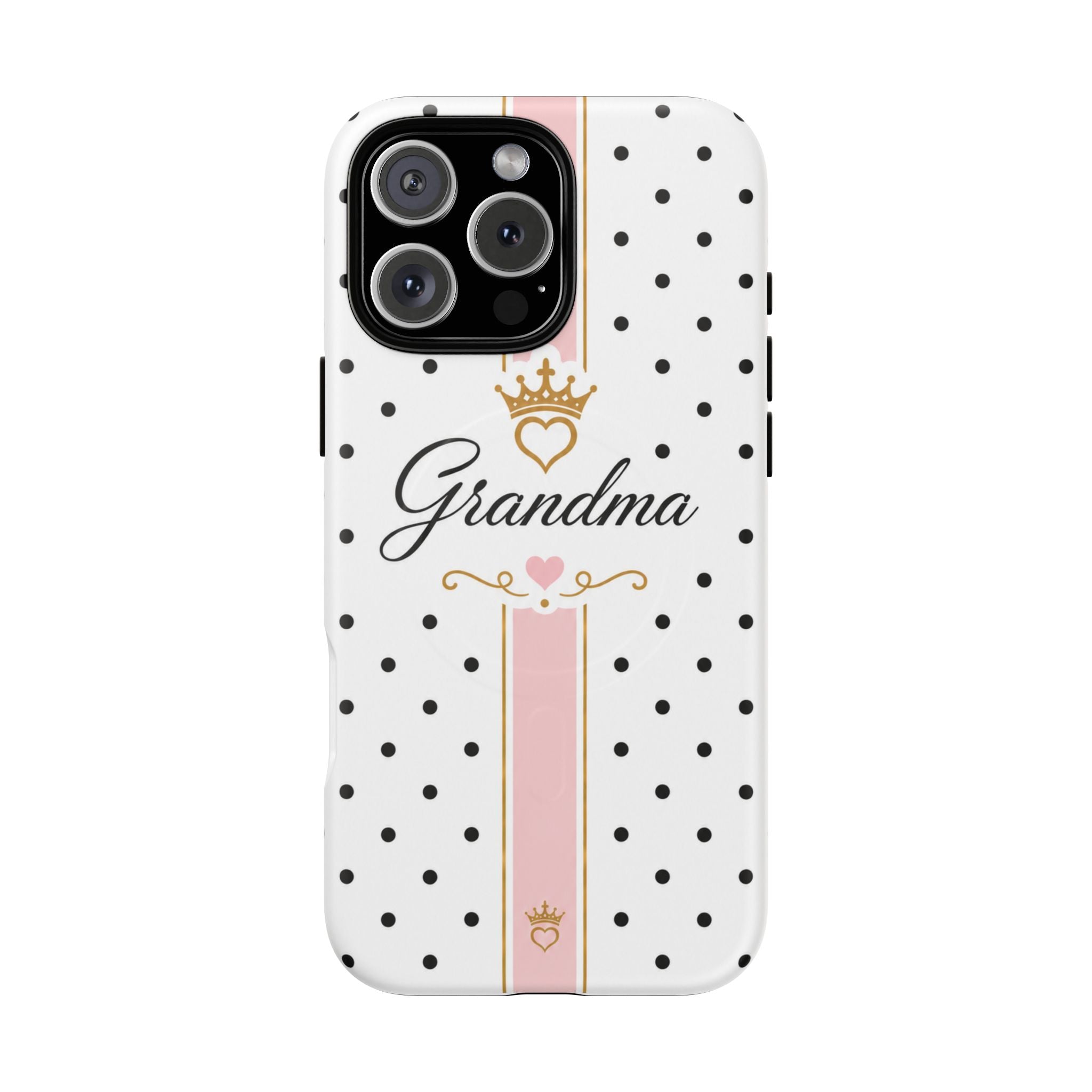 Grandma Polka Dot Tough Magnetic Phone Case — Pink Crown Floral Accent