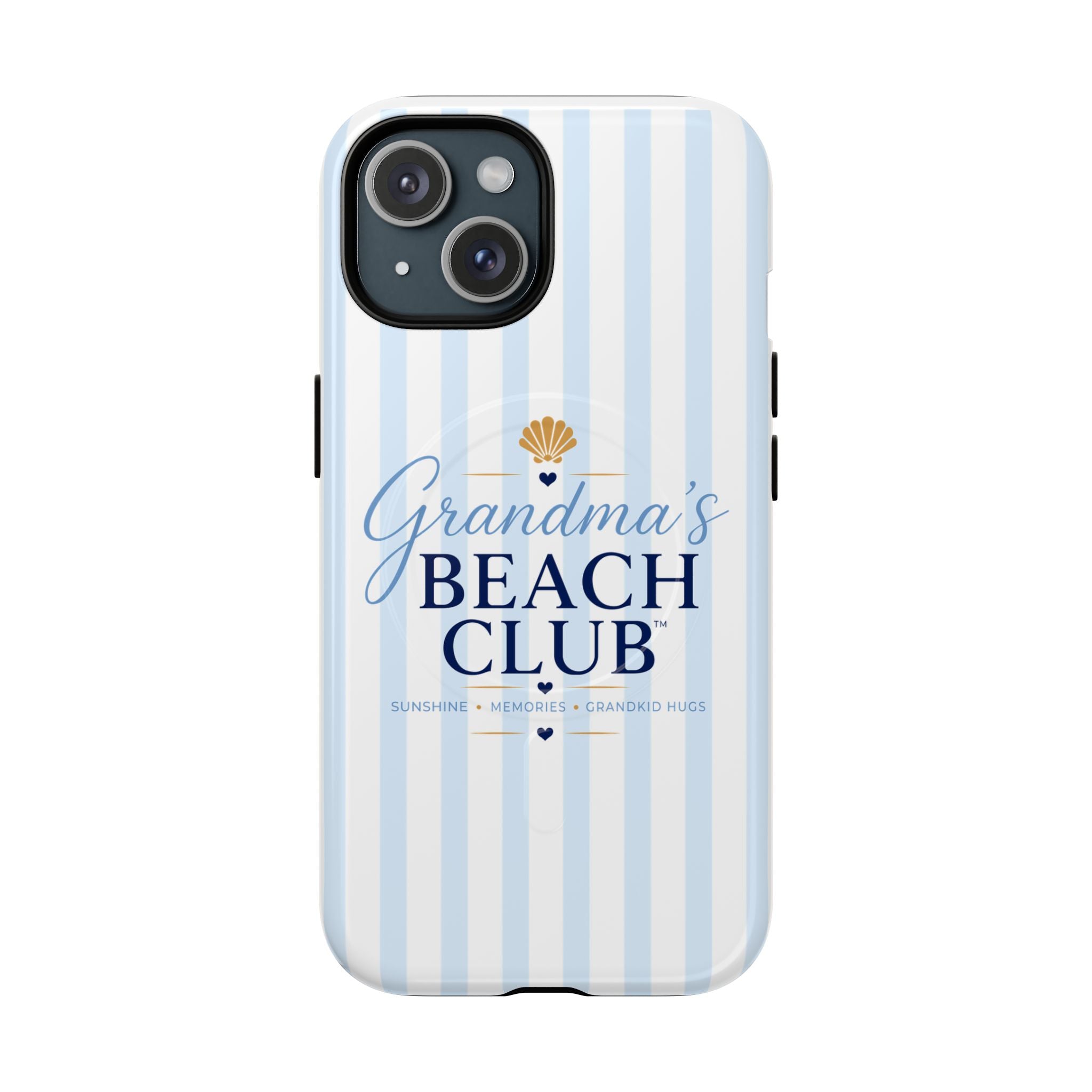 Grandma's Beach Club Tough Magnetic Phone Case — Coastal Striped Protective Cover