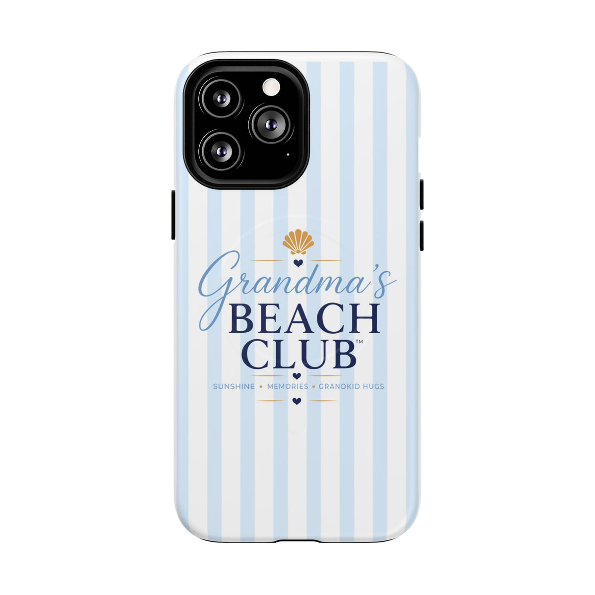 Grandma's Beach Club Tough Magnetic Phone Case — Coastal Striped Protective Cover