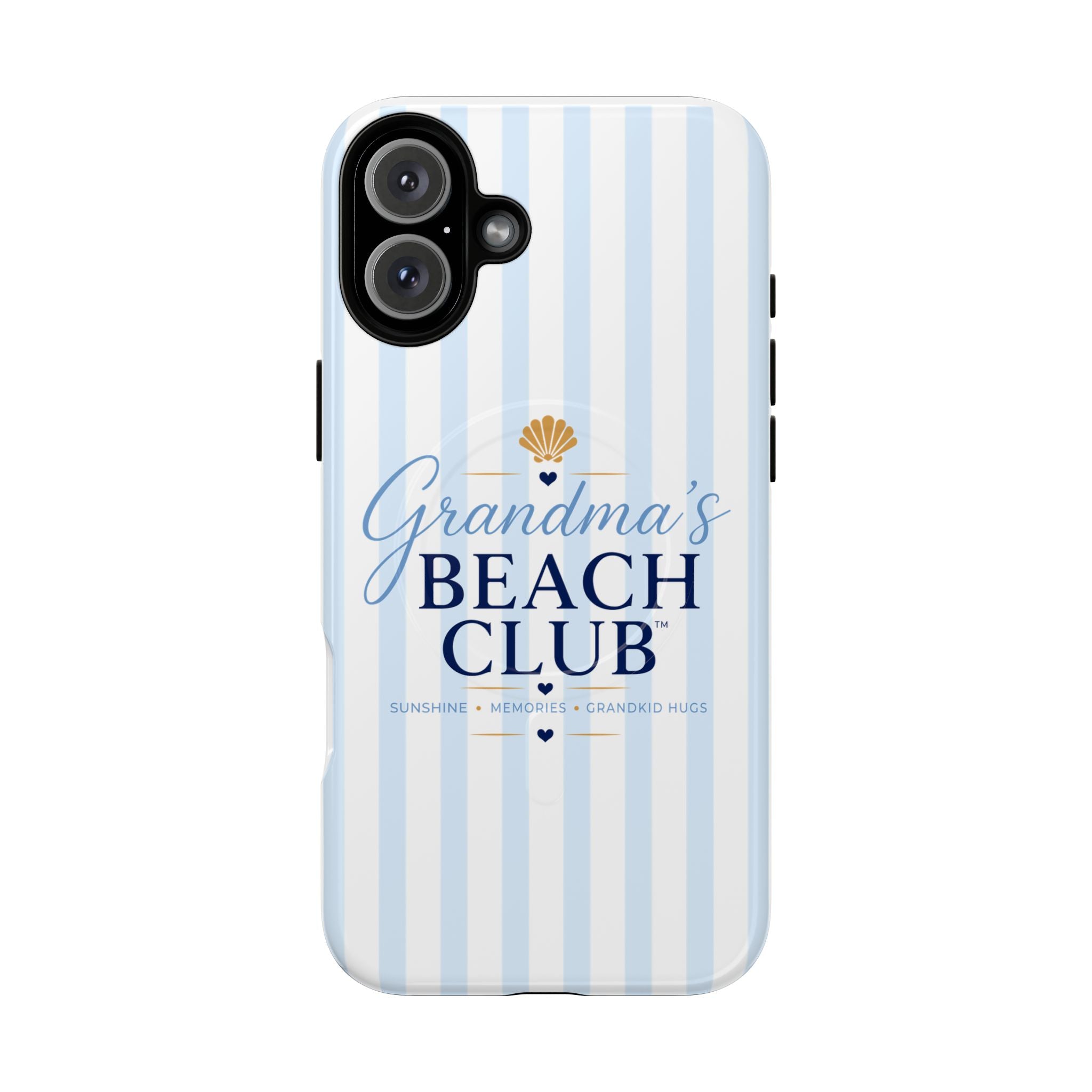 Grandma's Beach Club Tough Magnetic Phone Case — Coastal Striped Protective Cover