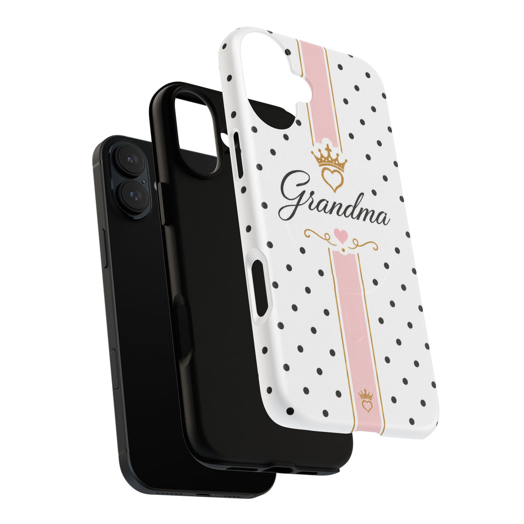 Grandma Polka Dot Tough Magnetic Phone Case — Pink Crown Floral Accent