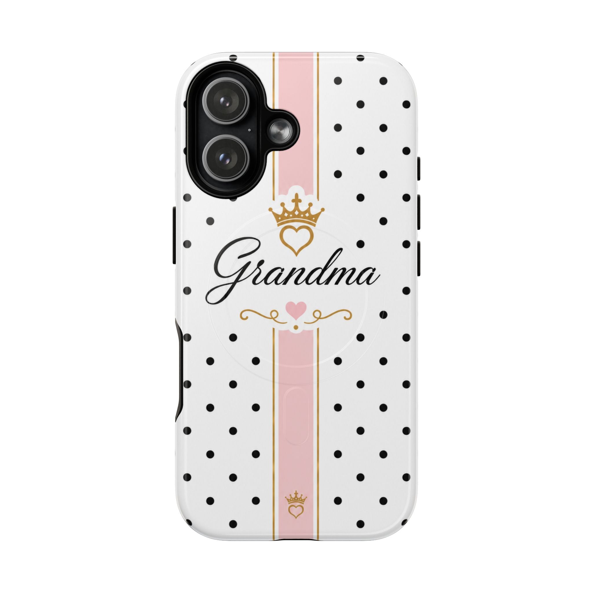 Grandma Polka Dot Tough Magnetic Phone Case — Pink Crown Floral Accent