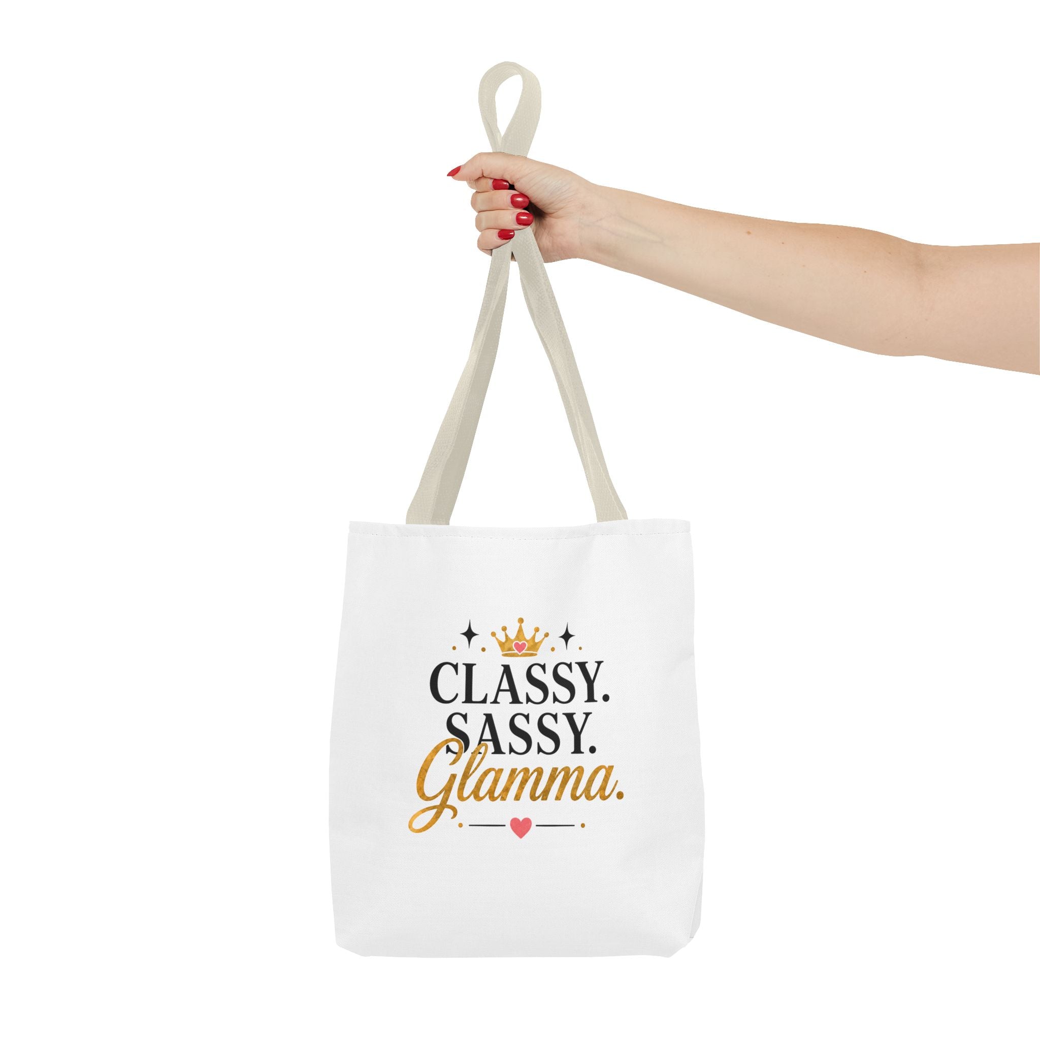 Classy Sassy Glamma Tote Bag – Funny Grandma Gift with Crown Graphic