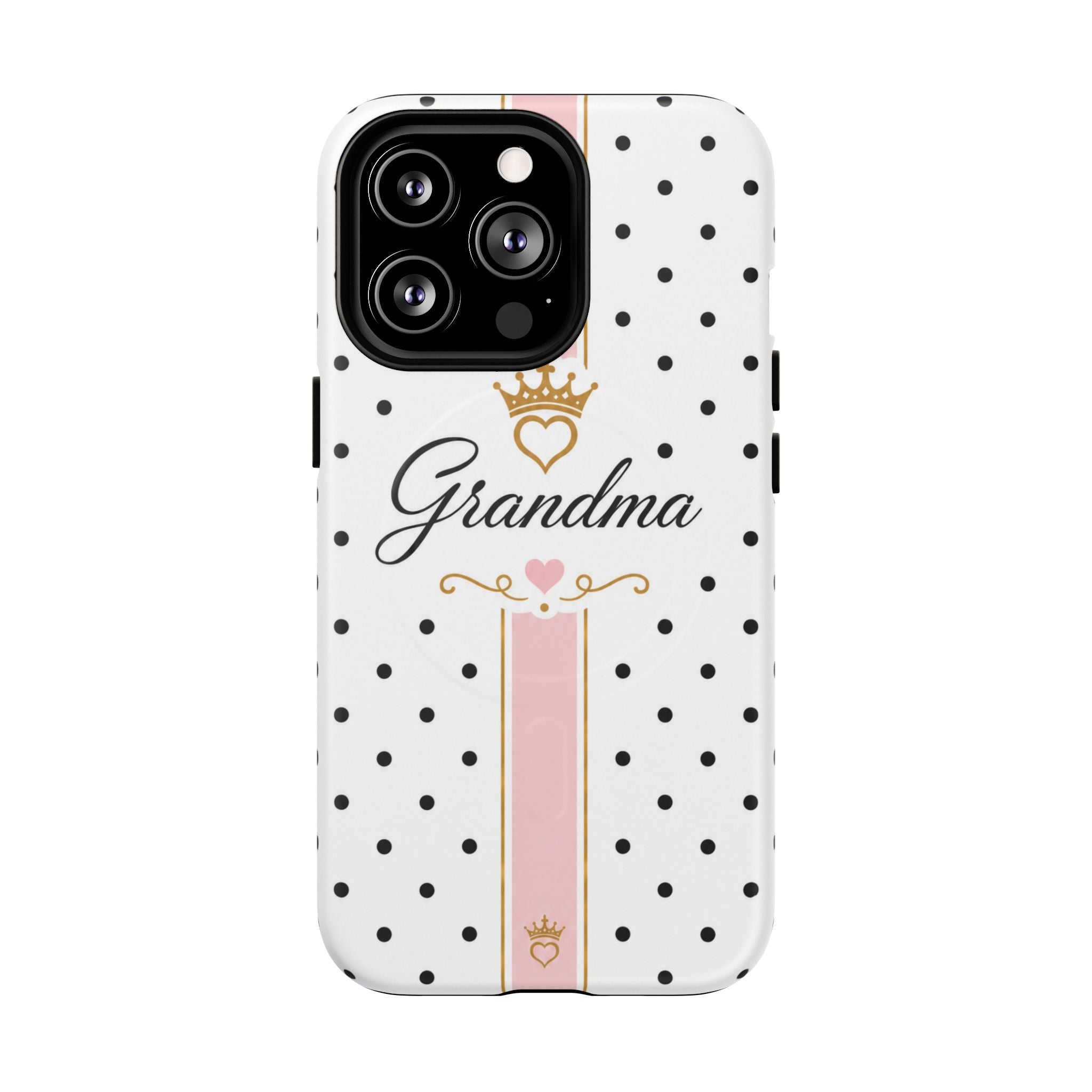 Grandma Polka Dot Tough Magnetic Phone Case — Pink Crown Floral Accent