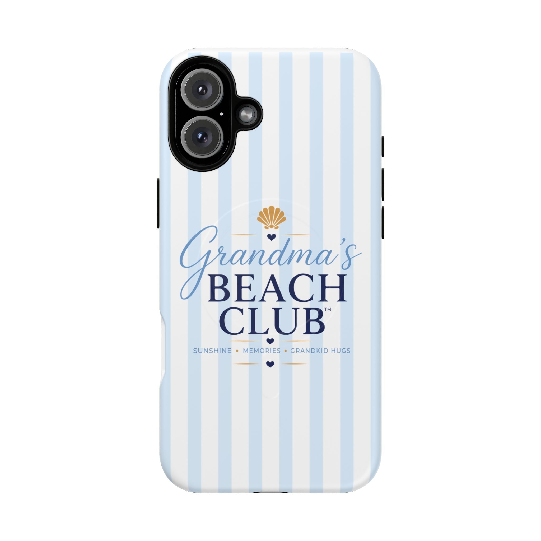 Grandma's Beach Club Tough Magnetic Phone Case — Coastal Striped Protective Cover