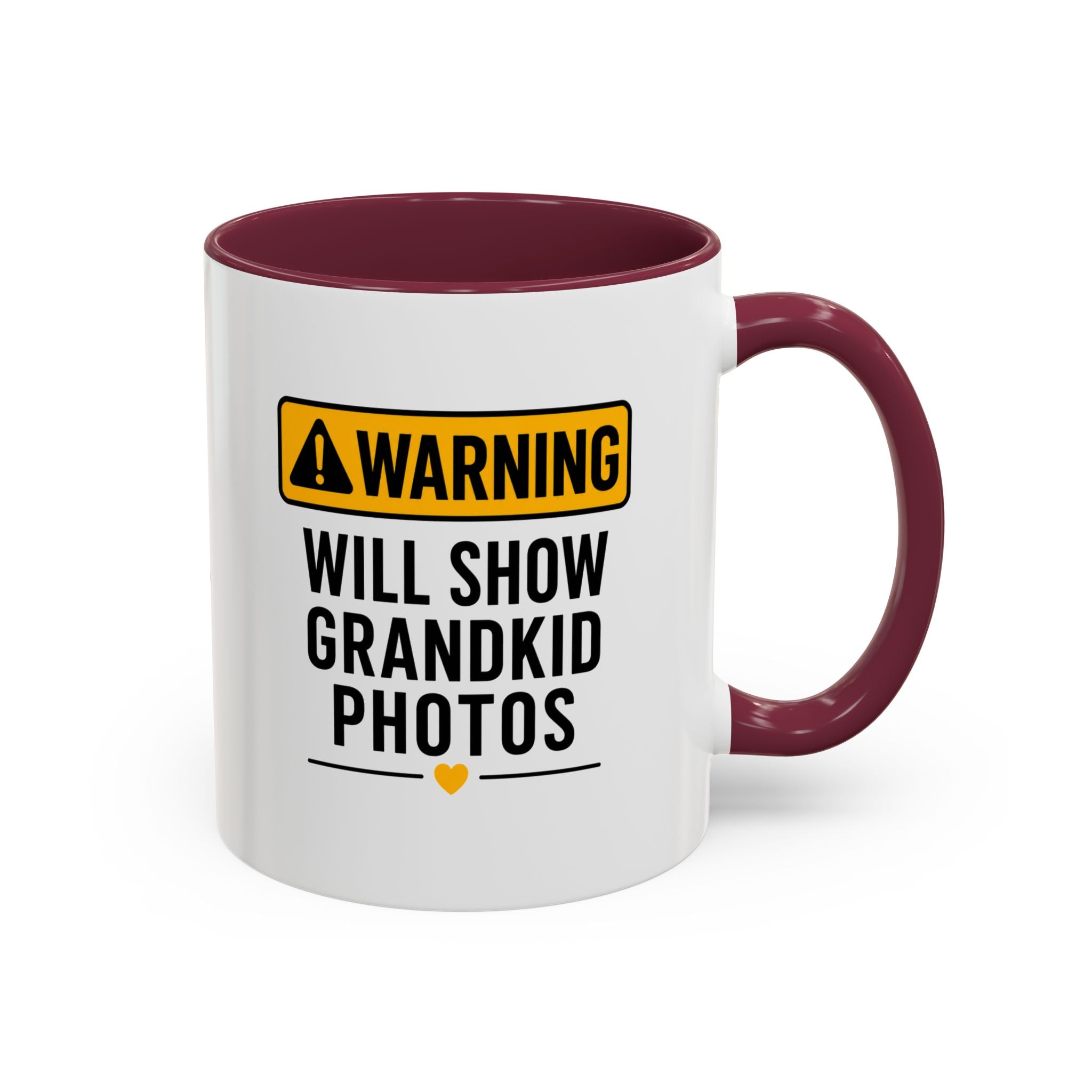 Warning Will Show Grandkid Photos Mug — Funny Grandma/Grandpa Coffee Cup (11oz, 15oz)