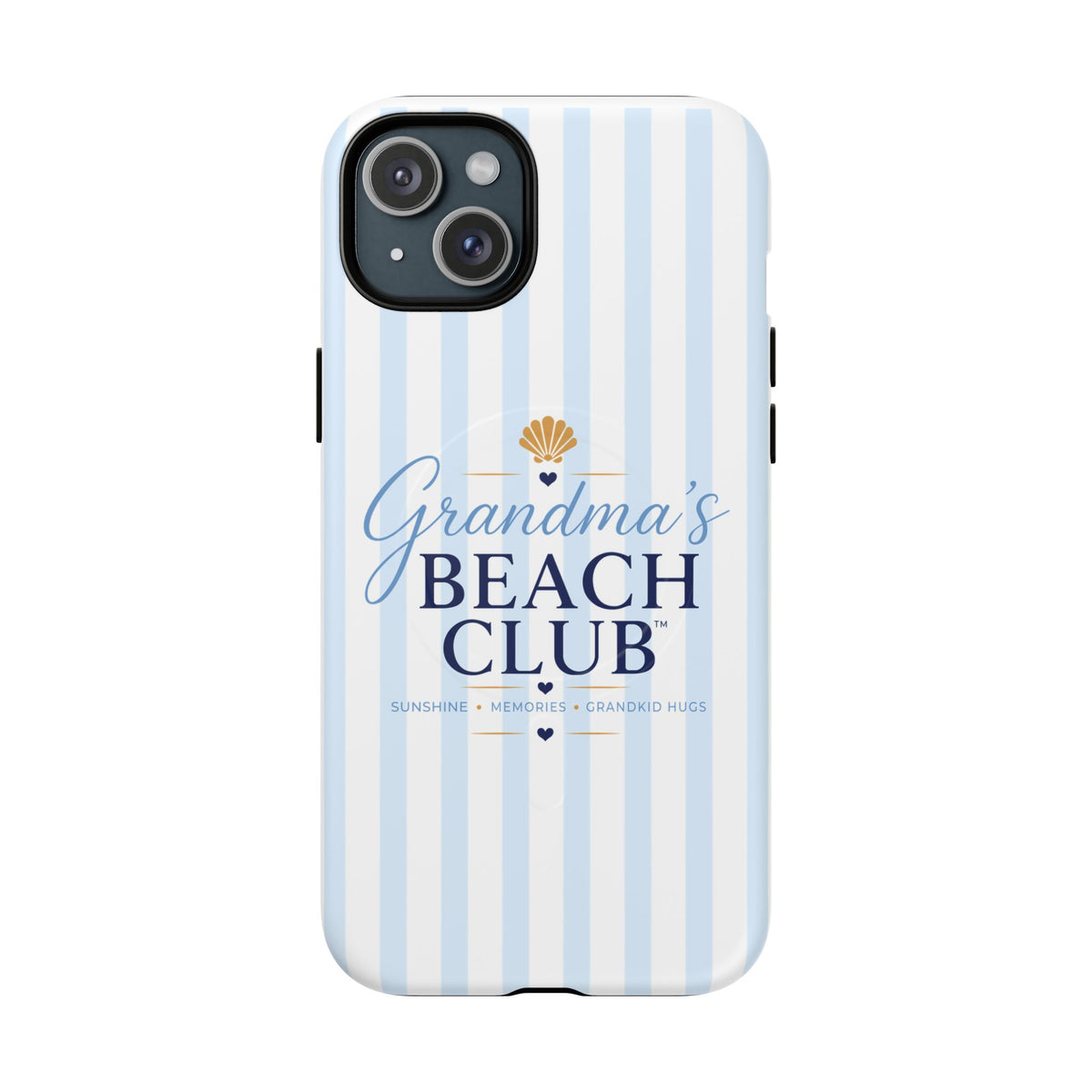 Grandma's Beach Club Tough Magnetic Phone Case — Coastal Striped Protective Cover