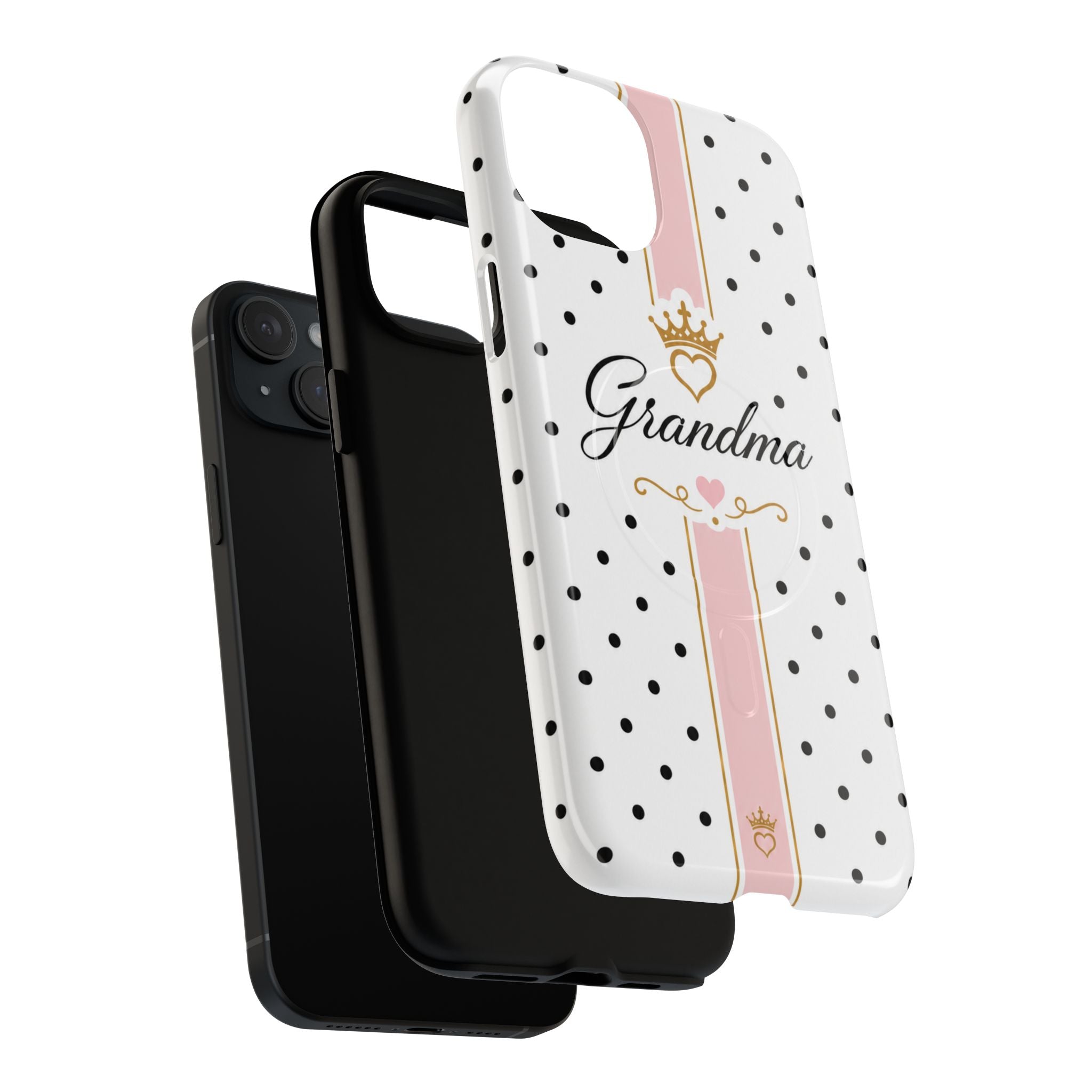 Grandma Polka Dot Tough Magnetic Phone Case — Pink Crown Floral Accent