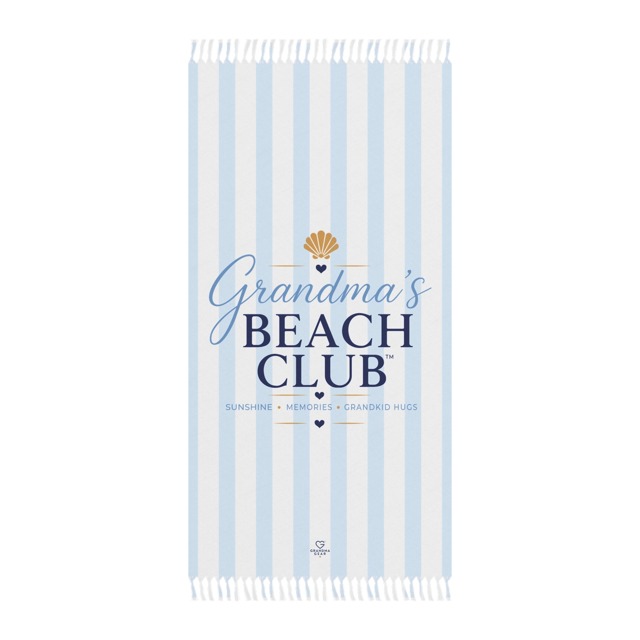 Grandma's Beach Club Beach Towel | Striped Boho Shell Design