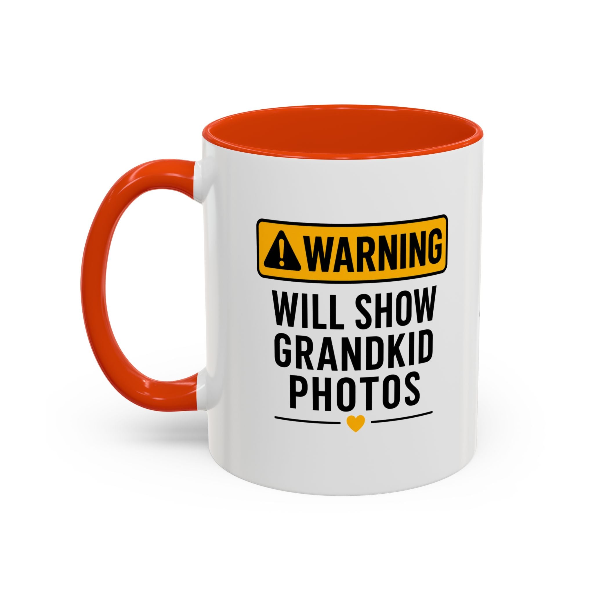 Warning Will Show Grandkid Photos Mug — Funny Grandma/Grandpa Coffee Cup (11oz, 15oz)