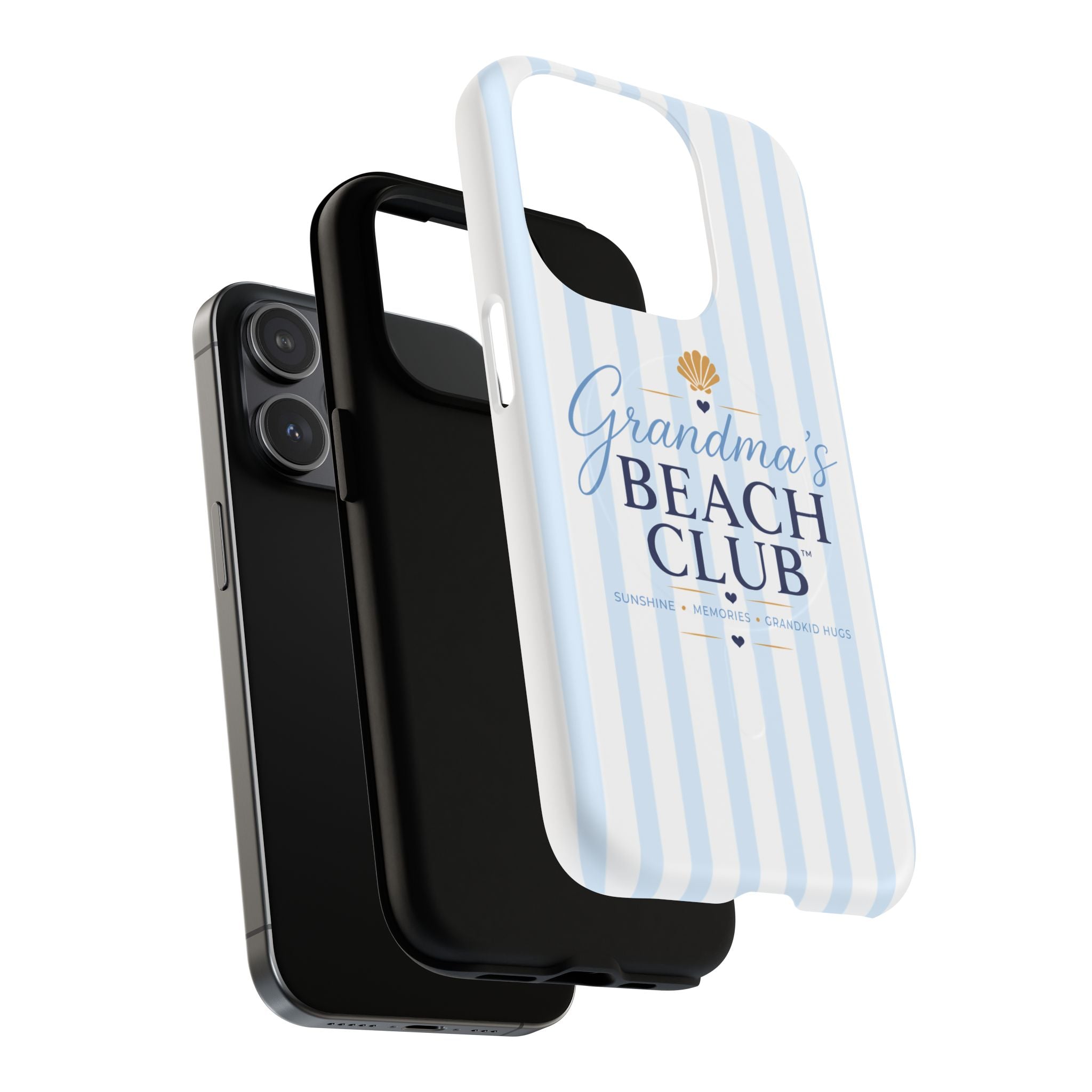 Grandma's Beach Club Tough Magnetic Phone Case — Coastal Striped Protective Cover