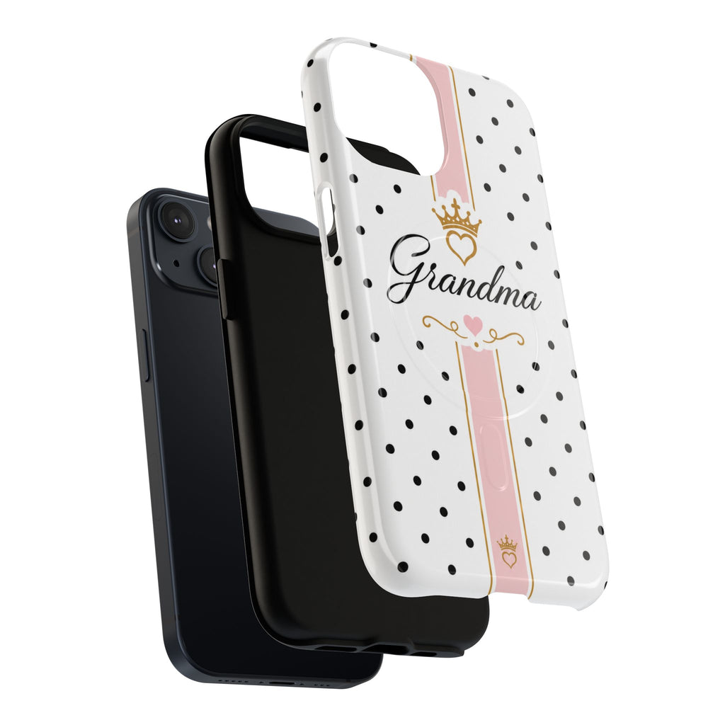Grandma Polka Dot Tough Magnetic Phone Case — Pink Crown Floral Accent