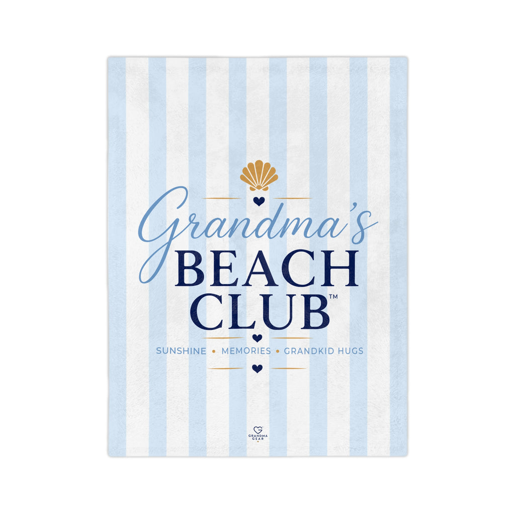 Grandma's Beach Club Blanket | Striped Coastal Velveteen Throw