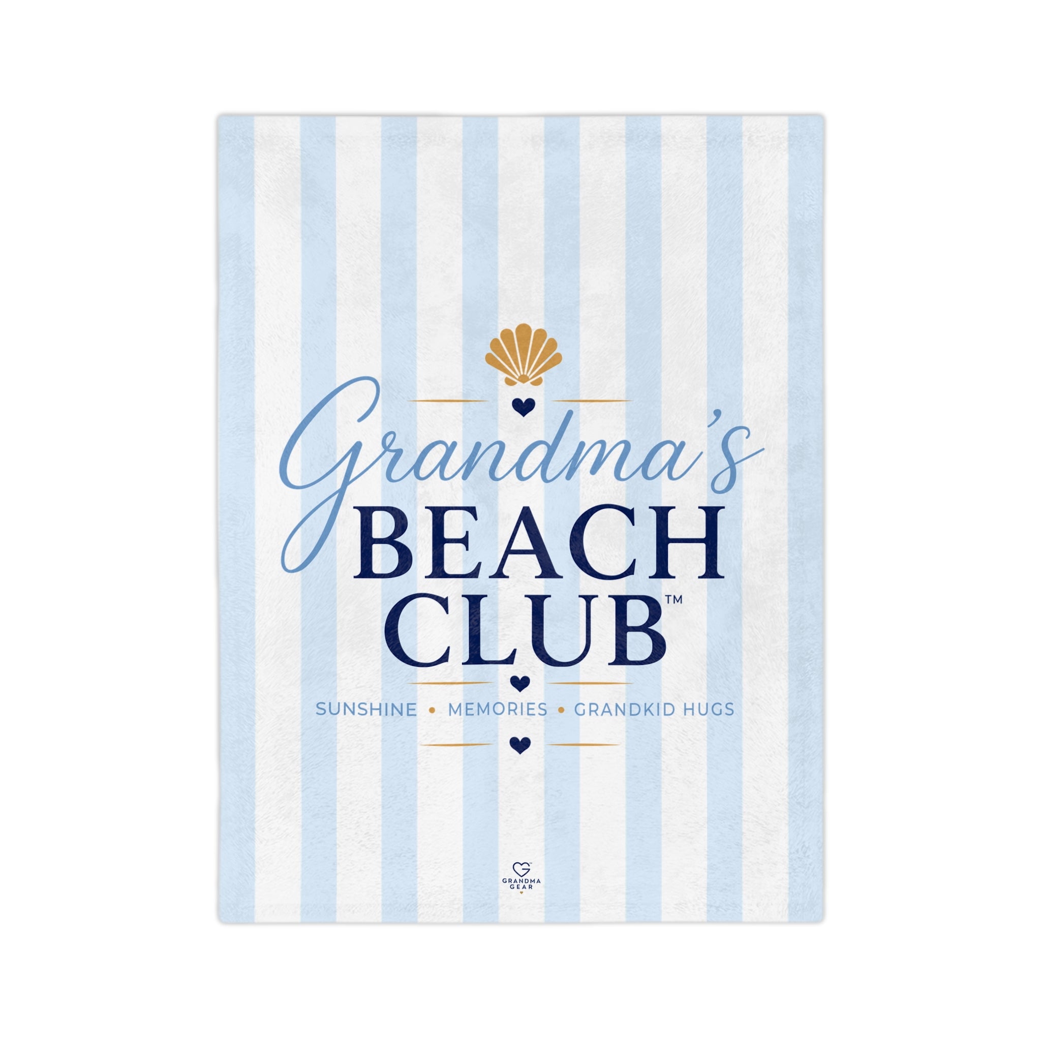 Grandma's Beach Club Blanket | Striped Coastal Velveteen Throw