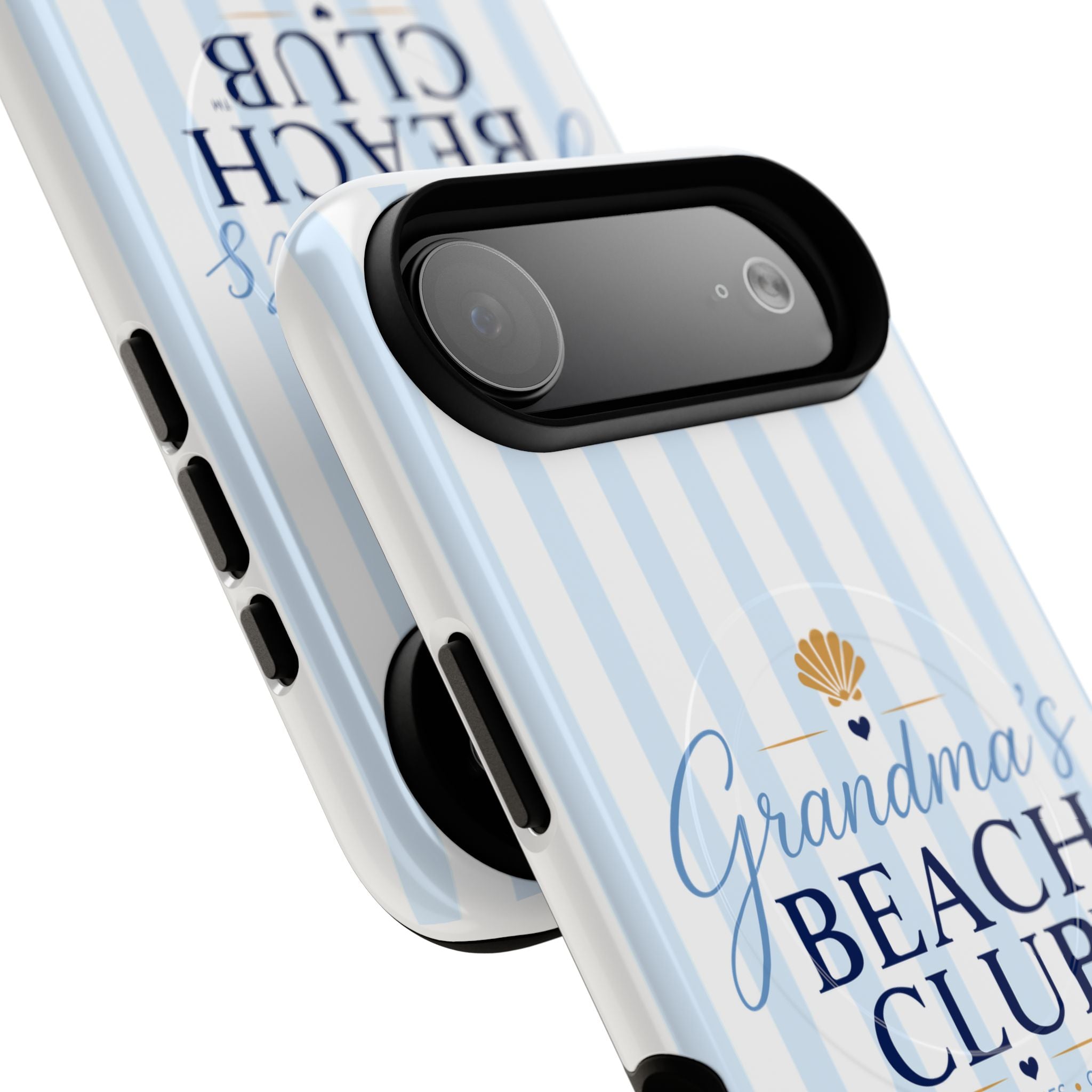Grandma's Beach Club Tough Magnetic Phone Case — Coastal Striped Protective Cover