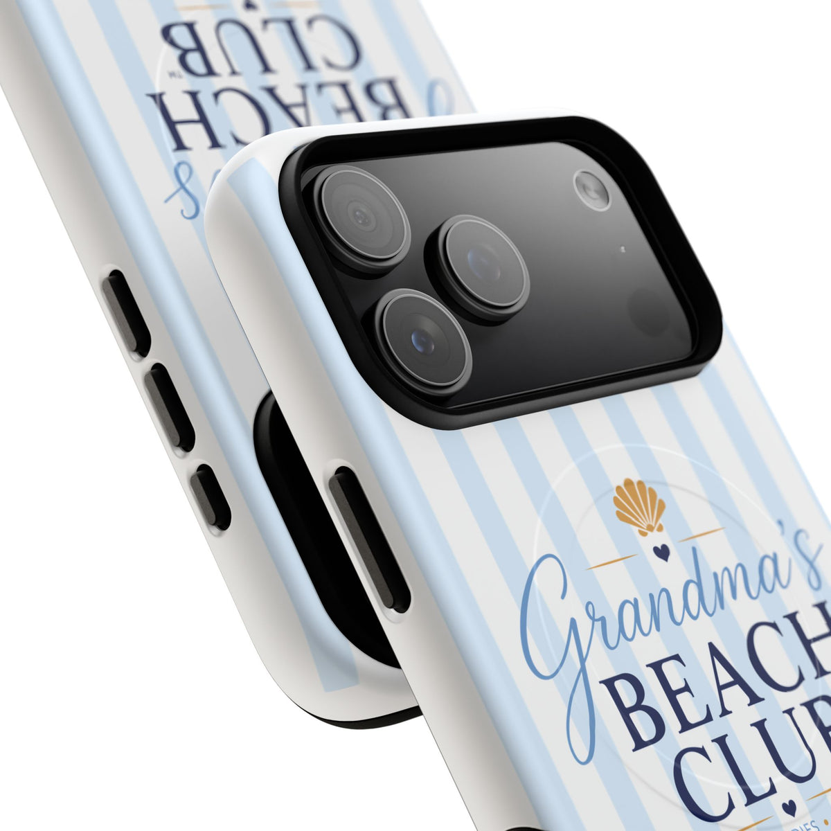 Grandma's Beach Club Tough Magnetic Phone Case — Coastal Striped Protective Cover