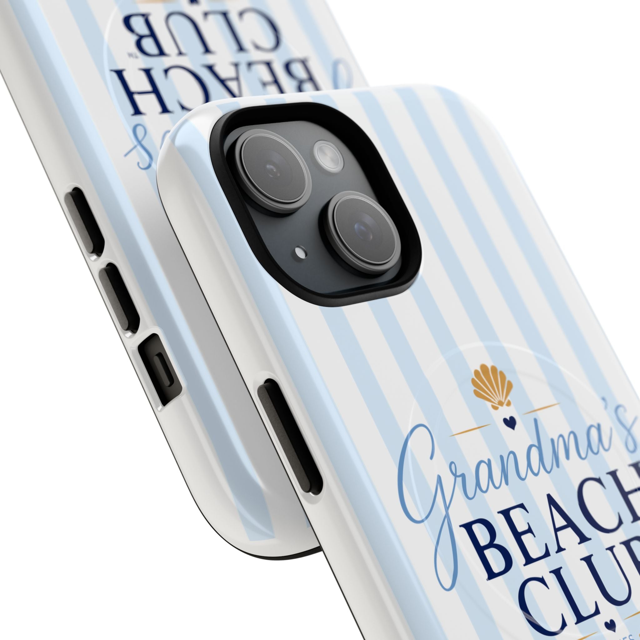 Grandma's Beach Club Tough Magnetic Phone Case — Coastal Striped Protective Cover