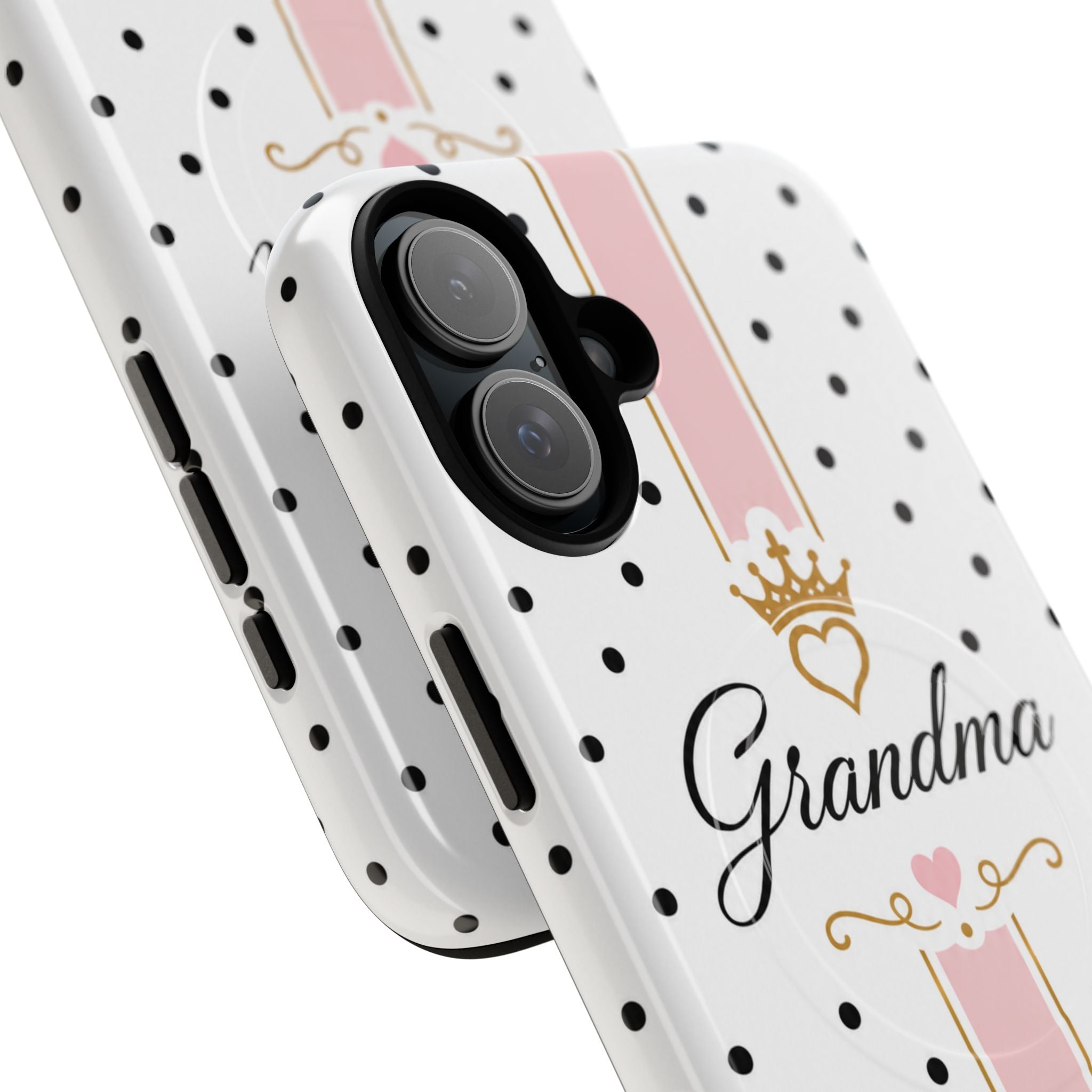 Grandma Polka Dot Tough Magnetic Phone Case — Pink Crown Floral Accent