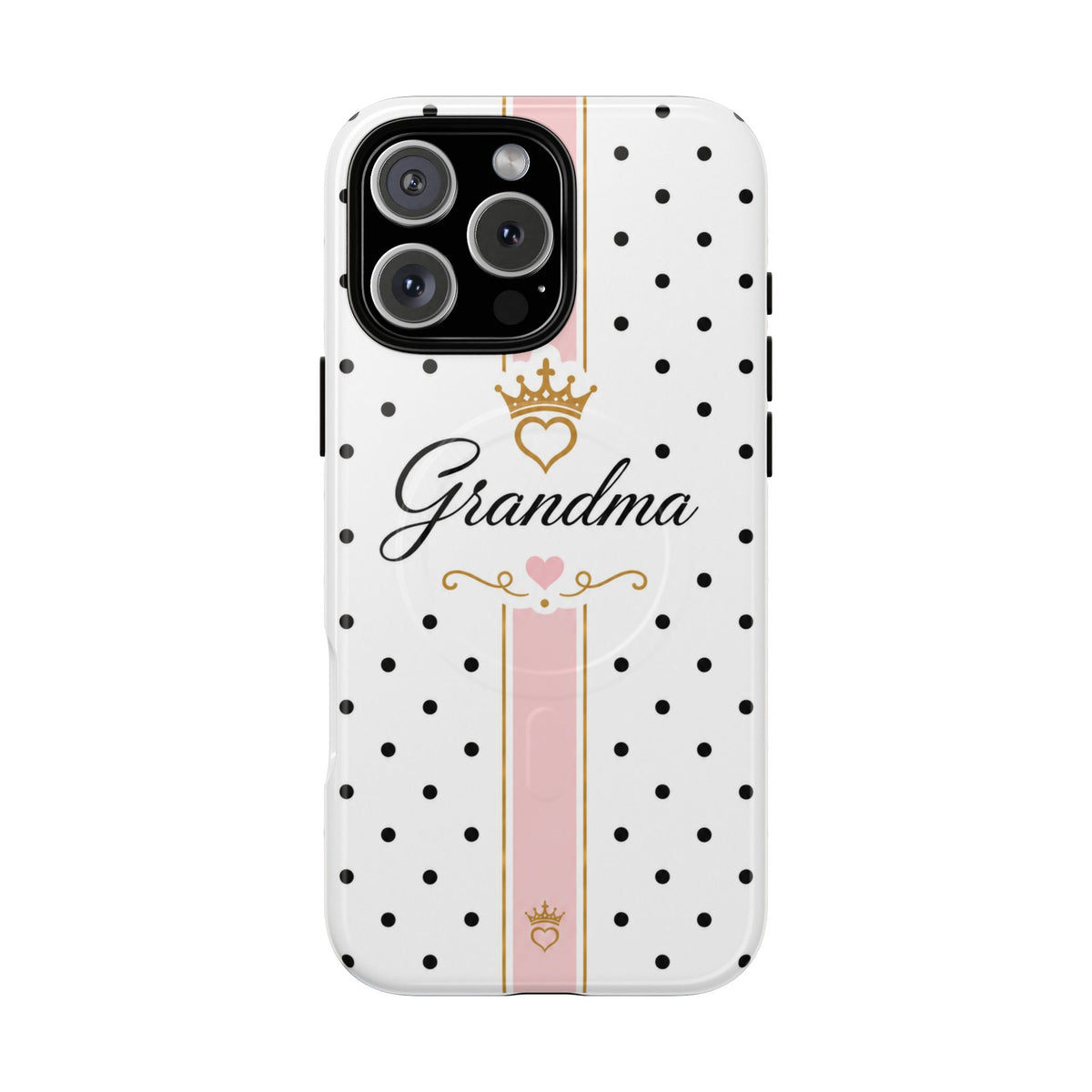 Grandma Polka Dot Tough Magnetic Phone Case — Pink Crown Floral Accent