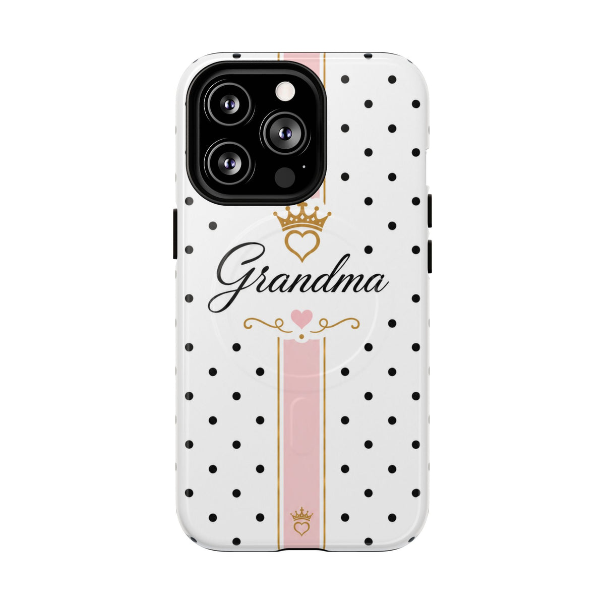 Grandma Polka Dot Tough Magnetic Phone Case — Pink Crown Floral Accent