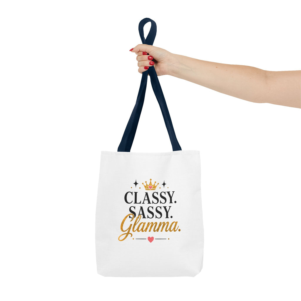 Classy Sassy Glamma Tote Bag – Funny Grandma Gift with Crown Graphic