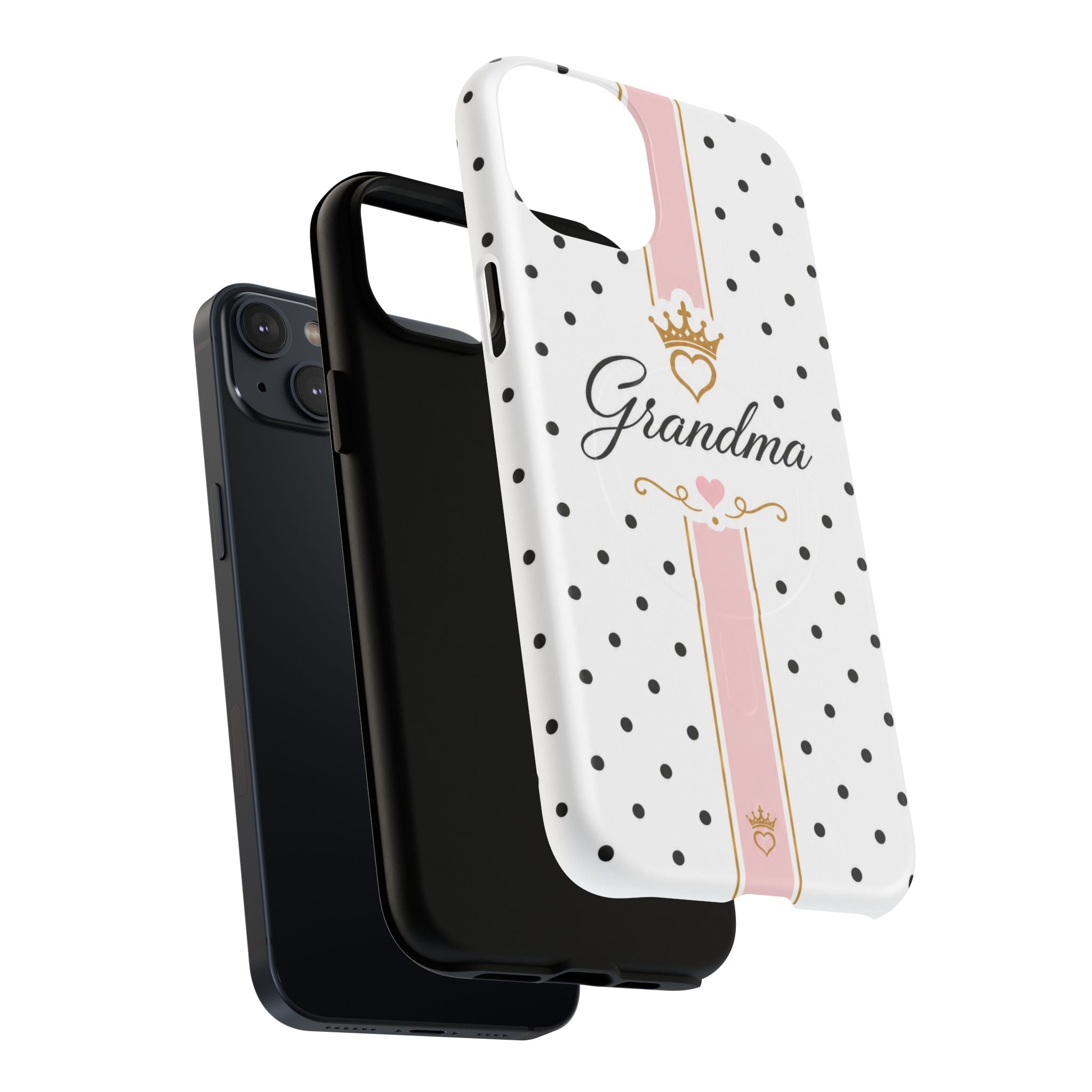 Grandma Polka Dot Tough Magnetic Phone Case — Pink Crown Floral Accent