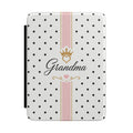 Grandma Kindle Case — Polka Dot Pink Crown E-Reader Cover