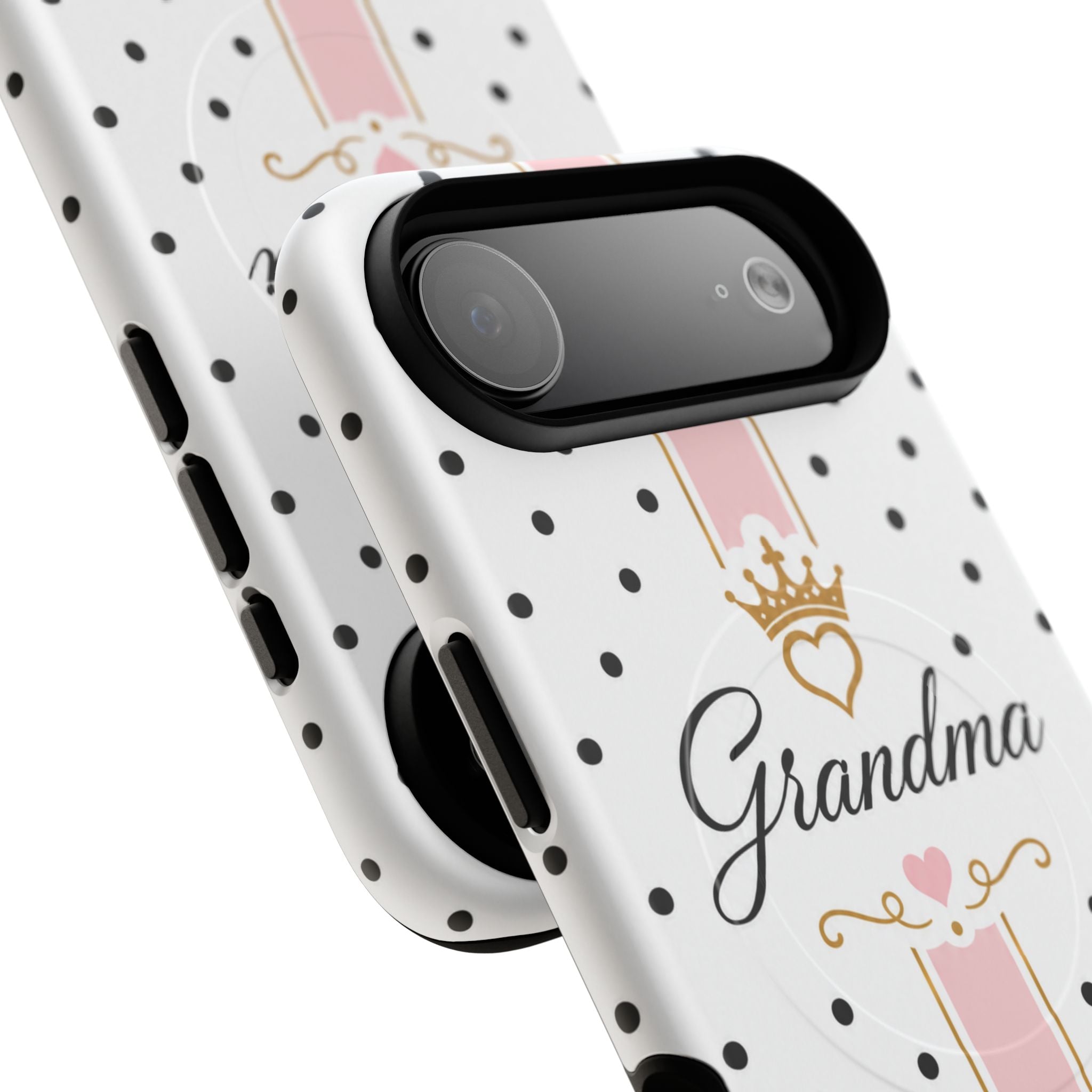Grandma Polka Dot Tough Magnetic Phone Case — Pink Crown Floral Accent